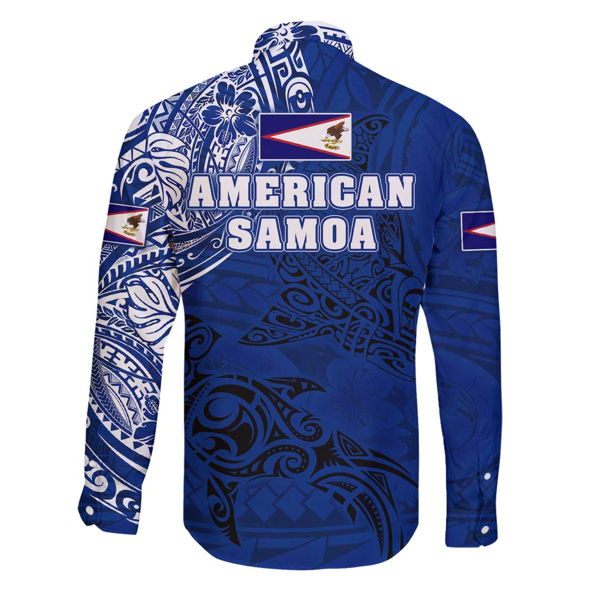 Sharks And American Samoa Family Matching Off The Shoulder Long Sleeve Dress and Hawaiian Shirt Simple Polynesian Blue