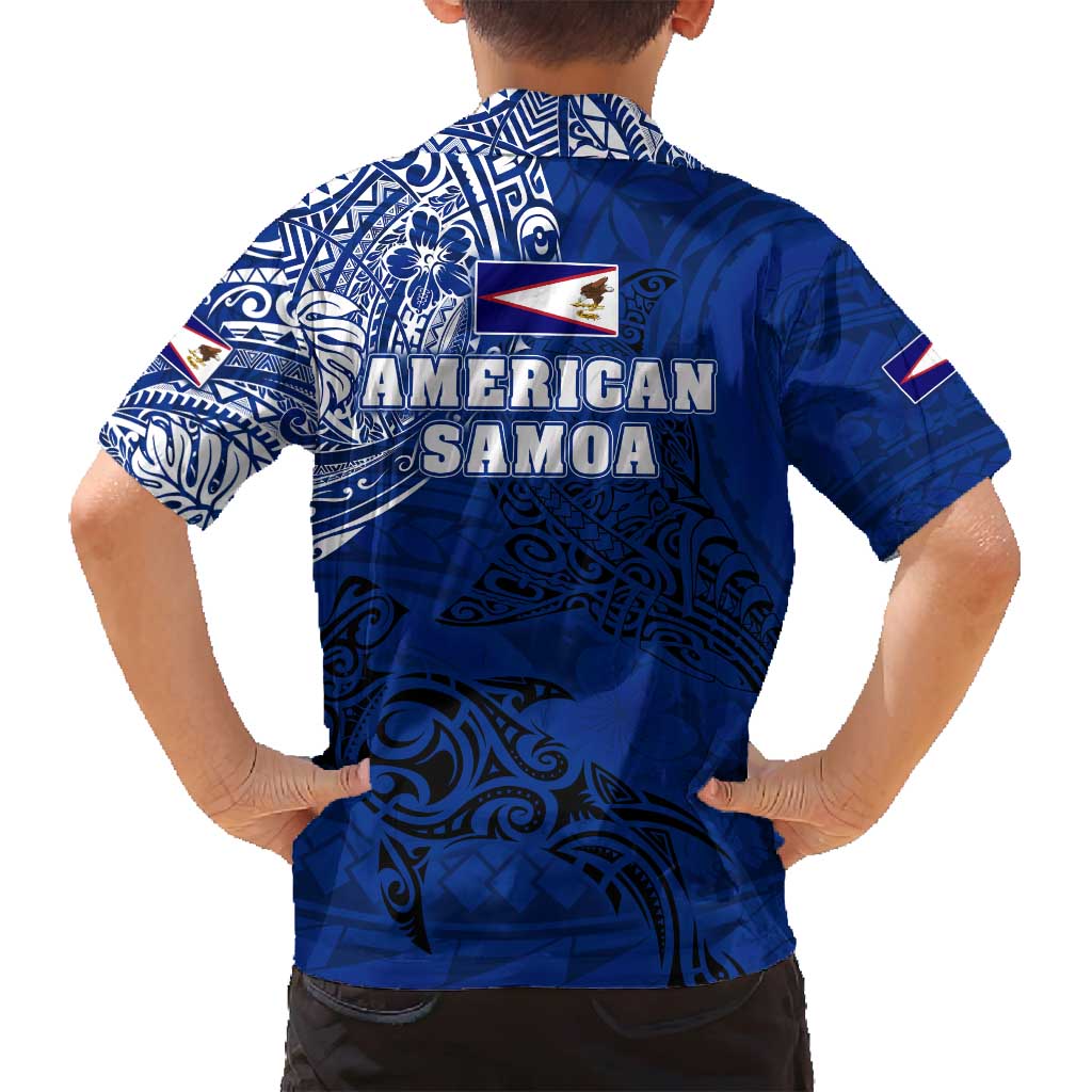 Sharks And American Samoa Family Matching Tank Maxi Dress and Hawaiian Shirt Simple Polynesian Blue DT02 - Polynesian Pride