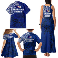 Sharks And American Samoa Family Matching Tank Maxi Dress and Hawaiian Shirt Simple Polynesian Blue DT02 - Polynesian Pride