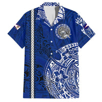 Sharks And American Samoa Family Matching Tank Maxi Dress and Hawaiian Shirt Simple Polynesian Blue DT02 Dad's Shirt - Short Sleeve Blue - Polynesian Pride