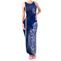 Sharks And American Samoa Family Matching Tank Maxi Dress and Hawaiian Shirt Simple Polynesian Blue DT02 Mom's Dress Blue - Polynesian Pride