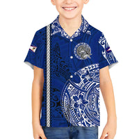 Sharks And American Samoa Family Matching Tank Maxi Dress and Hawaiian Shirt Simple Polynesian Blue DT02 Son's Shirt Blue - Polynesian Pride