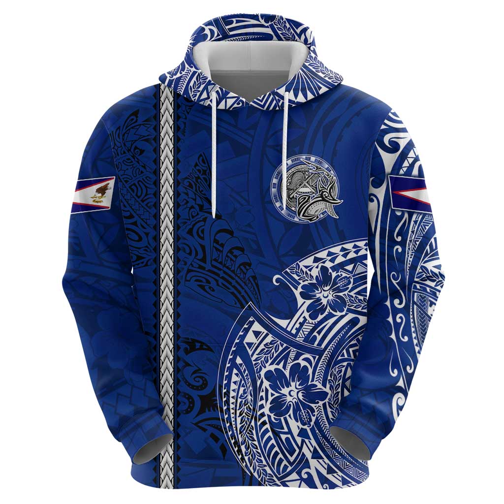 Sharks And American Samoa Hoodie Simple Polynesian Blue