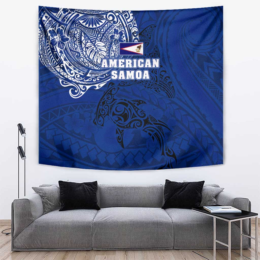 Sharks And American Samoa Tapestry Simple Polynesian Blue DT02 Blue - Polynesian Pride