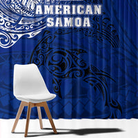 Sharks And American Samoa Window Curtain Simple Polynesian Blue