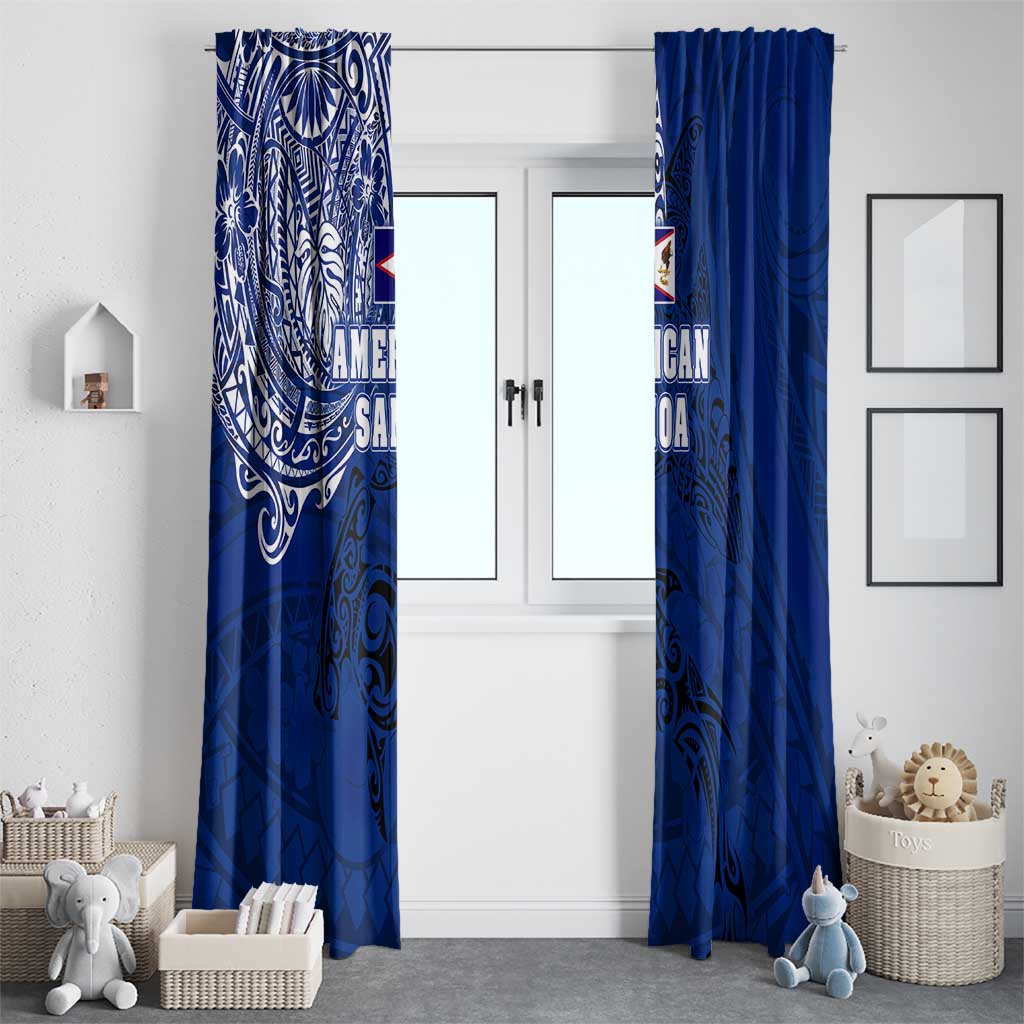 Sharks And American Samoa Window Curtain Simple Polynesian Blue