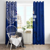 Sharks And American Samoa Window Curtain Simple Polynesian Blue