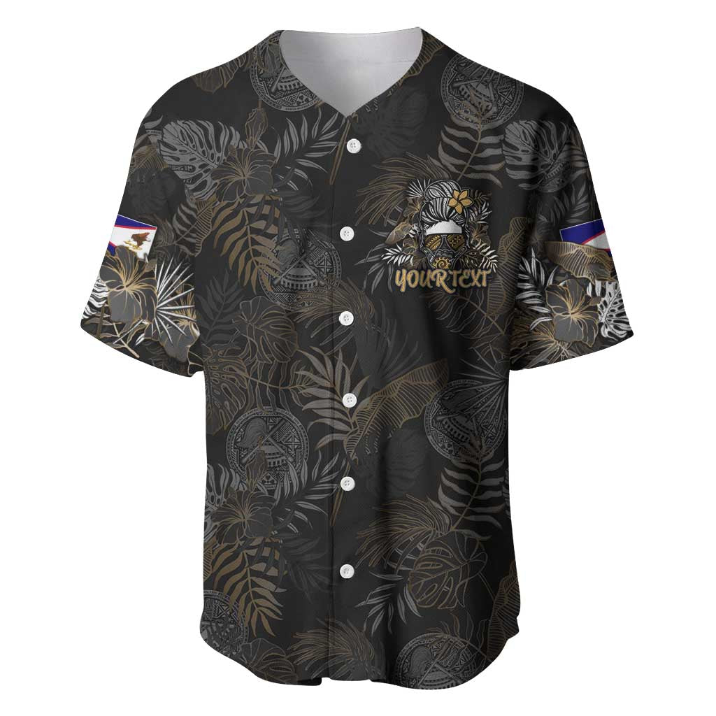 Personalized Shaka Girls America Samoa Baseball Jersey Tropical Flowers Vintage DT02 Black - Polynesian Pride