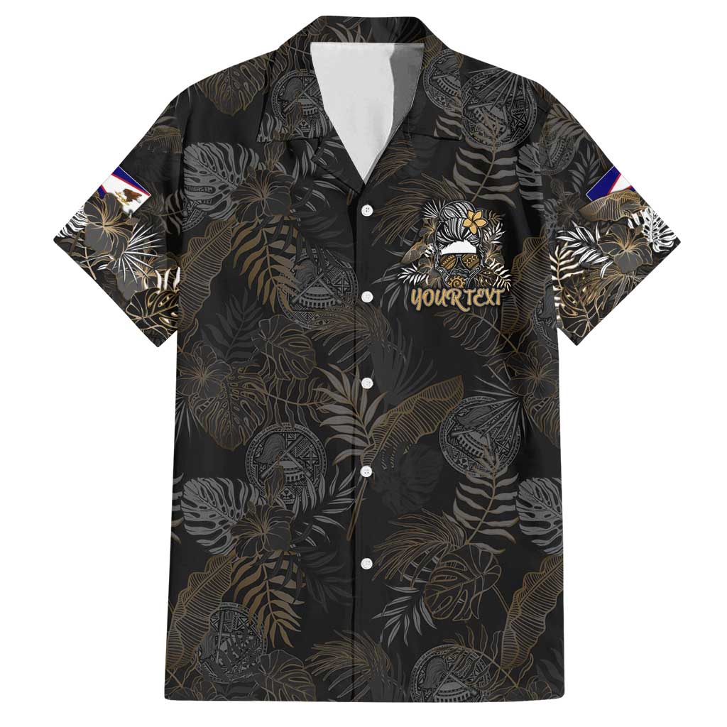 Personalized Shaka Girls America Samoa Family Matching Long Sleeve Bodycon Dress and Hawaiian Shirt Tropical Flowers Vintage DT02 Dad's Shirt - Short Sleeve Black - Polynesian Pride