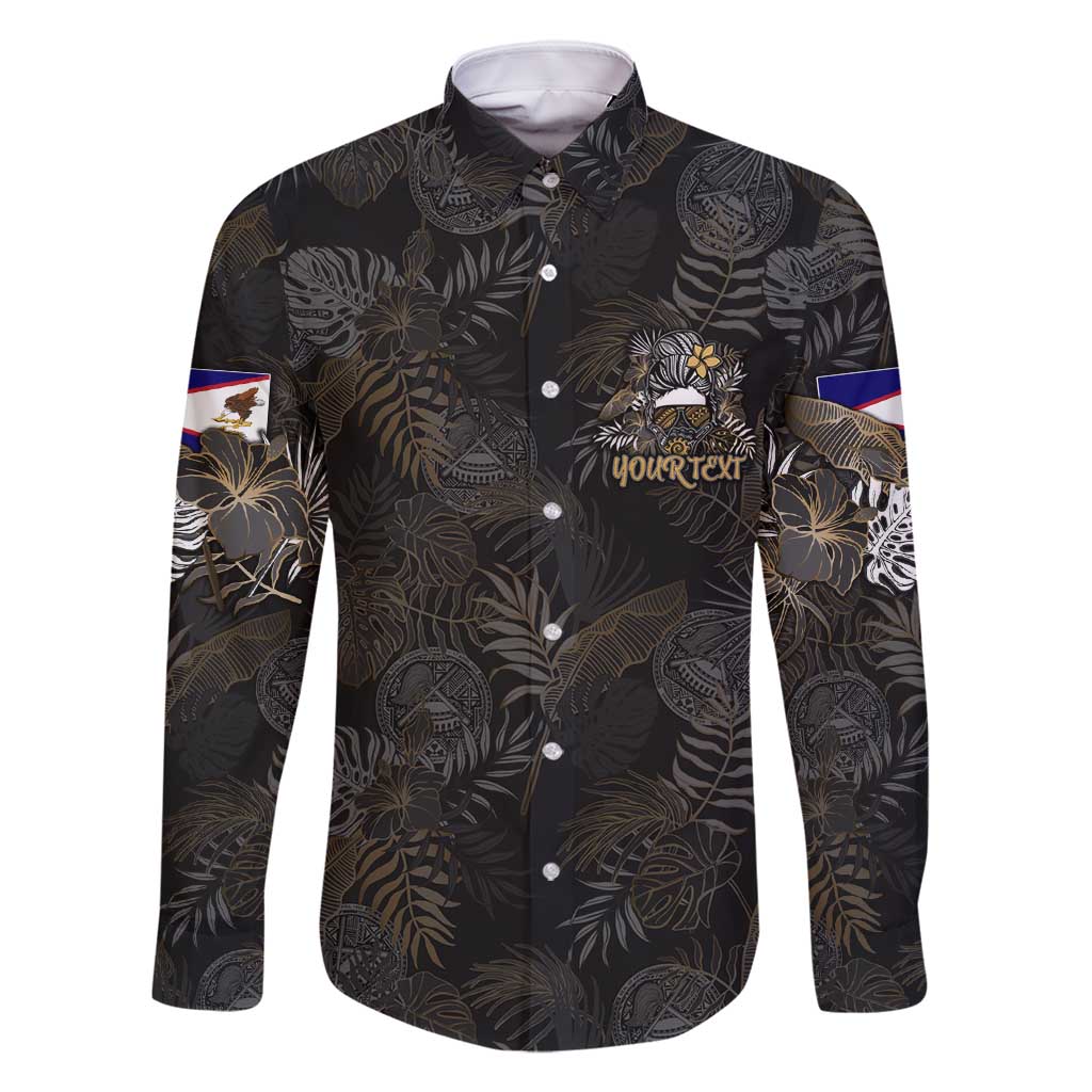 Personalized Shaka Girls America Samoa Family Matching Long Sleeve Bodycon Dress and Hawaiian Shirt Tropical Flowers Vintage DT02 Dad's Shirt - Long Sleeve Black - Polynesian Pride