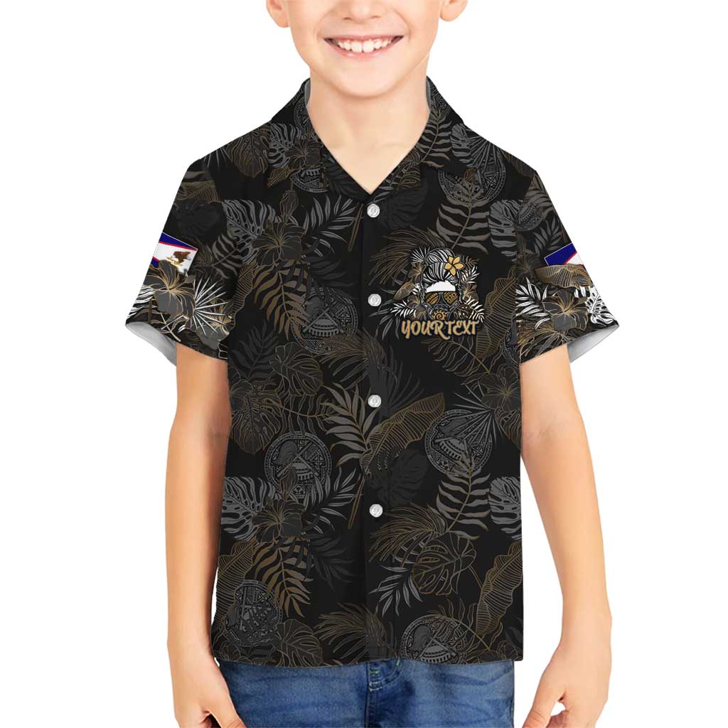 Personalized Shaka Girls America Samoa Family Matching Long Sleeve Bodycon Dress and Hawaiian Shirt Tropical Flowers Vintage DT02 Son's Shirt Black - Polynesian Pride