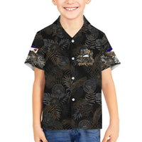 Personalized Shaka Girls America Samoa Family Matching Long Sleeve Bodycon Dress and Hawaiian Shirt Tropical Flowers Vintage DT02 Son's Shirt Black - Polynesian Pride