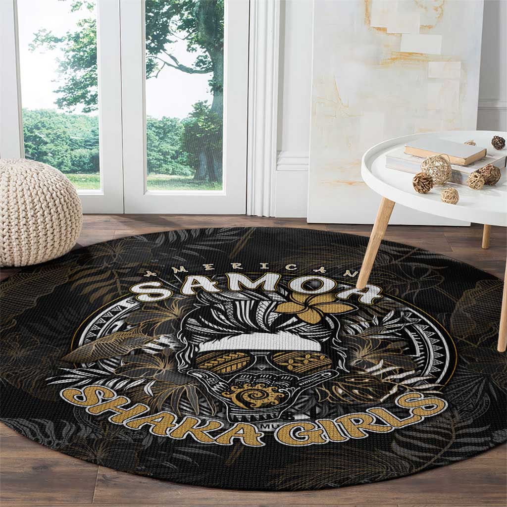 Personalized Shaka Girls America Samoa Round Carpet Tropical Flowers Vintage