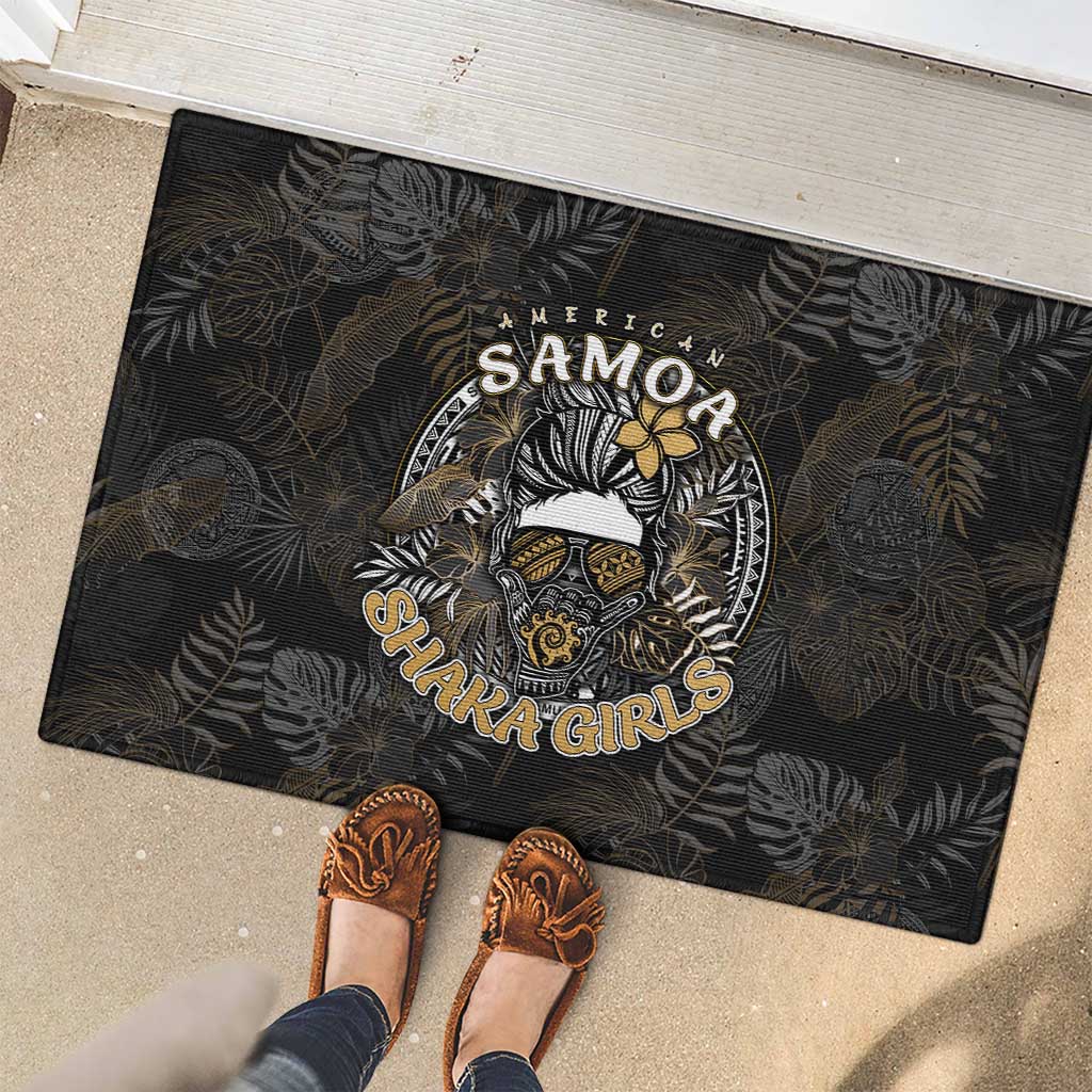 Personalized Shaka Girls America Samoa Rubber Doormat Tropical Flowers Vintage DT02 - Polynesian Pride