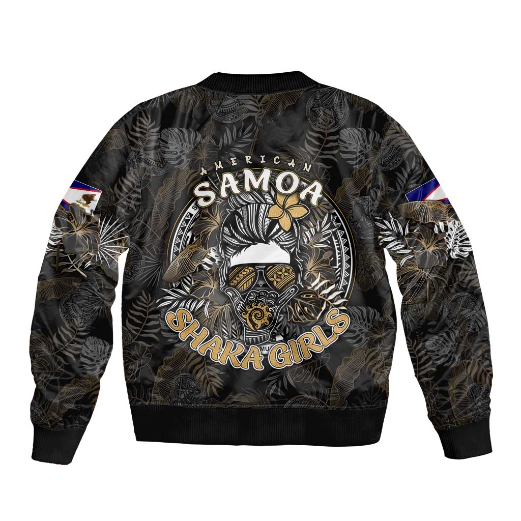 Personalized Shaka Girls America Samoa Sleeve Zip Bomber Jacket Tropical Flowers Vintage