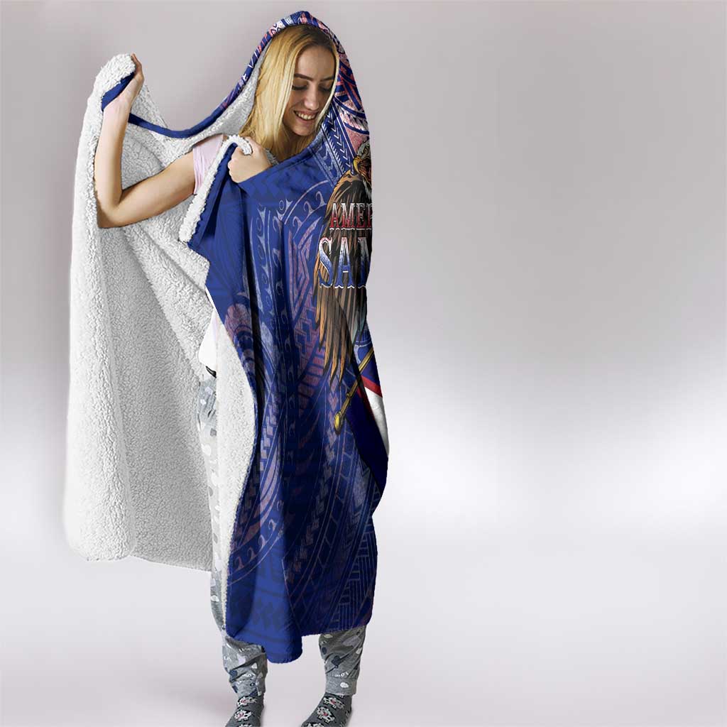 American Samoa Hooded Blanket Brave Eagle Flag Color