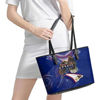 American Samoa Leather Tote Bag Brave Eagle Flag Color