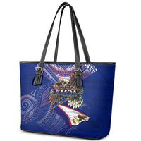 American Samoa Leather Tote Bag Brave Eagle Flag Color