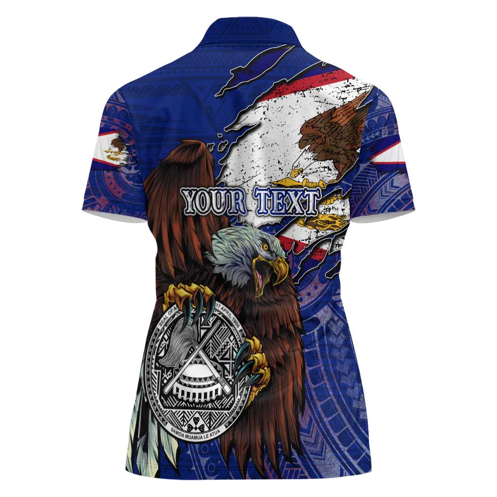 American Samoa Women Polo Shirt Brave Eagle Flag Color