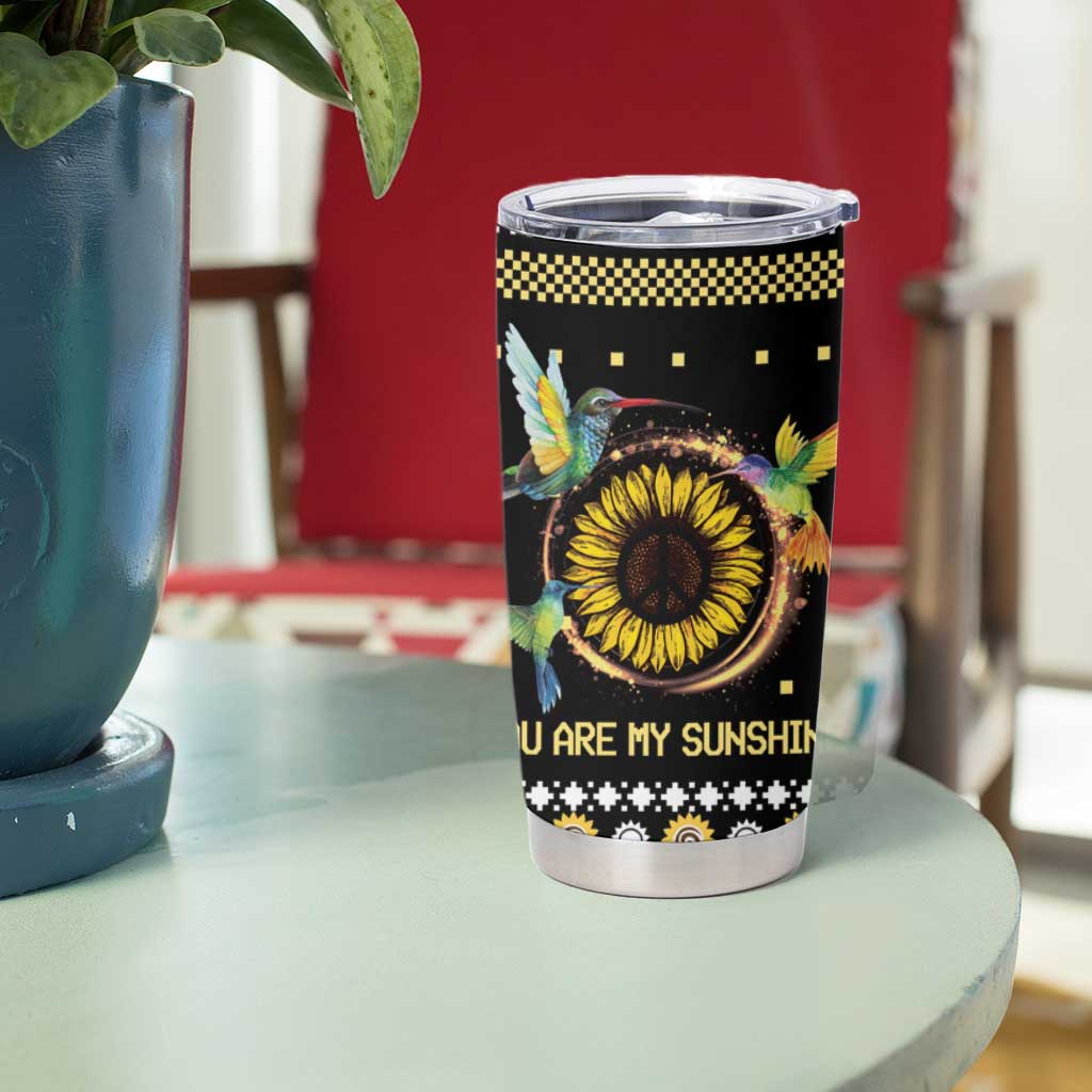 Hummingbird Sunflower Christmas Tumbler Cup You Are My Sunshine