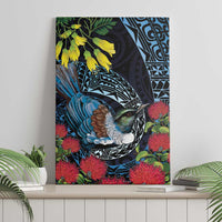 New Zealand Tui Bird Canvas Wall Art Maori Koru Mix Pohutukawa