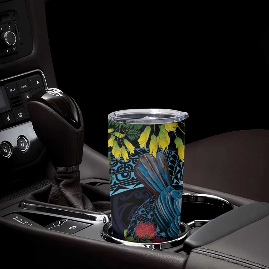 New Zealand Tui Bird Tumbler Cup Maori Koru Mix Pohutukawa