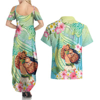 Personalised Hawaii Father's Day Couples Matching Summer Maxi Dress and Hawaiian Shirt Happy Father And Child