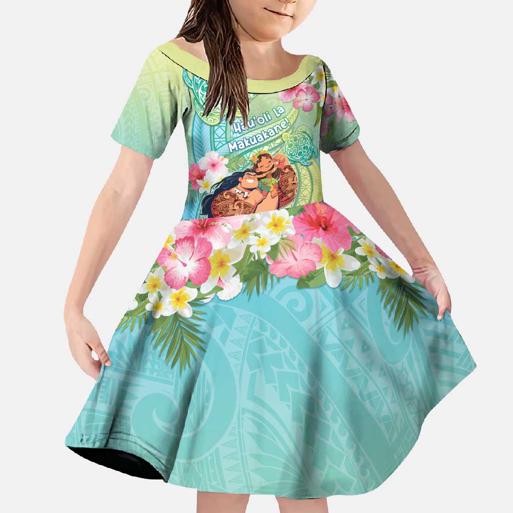 Personalised Hawaii Father's Day Family Matching Long Sleeve Bodycon Dress and Hawaiian Shirt Happy Father And Child