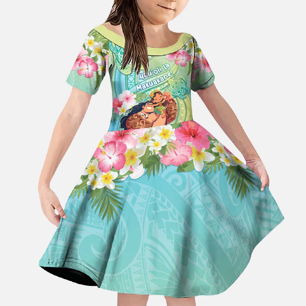 Personalised Hawaii Father's Day Family Matching Off Shoulder Maxi Dress and Hawaiian Shirt Happy Father And Child