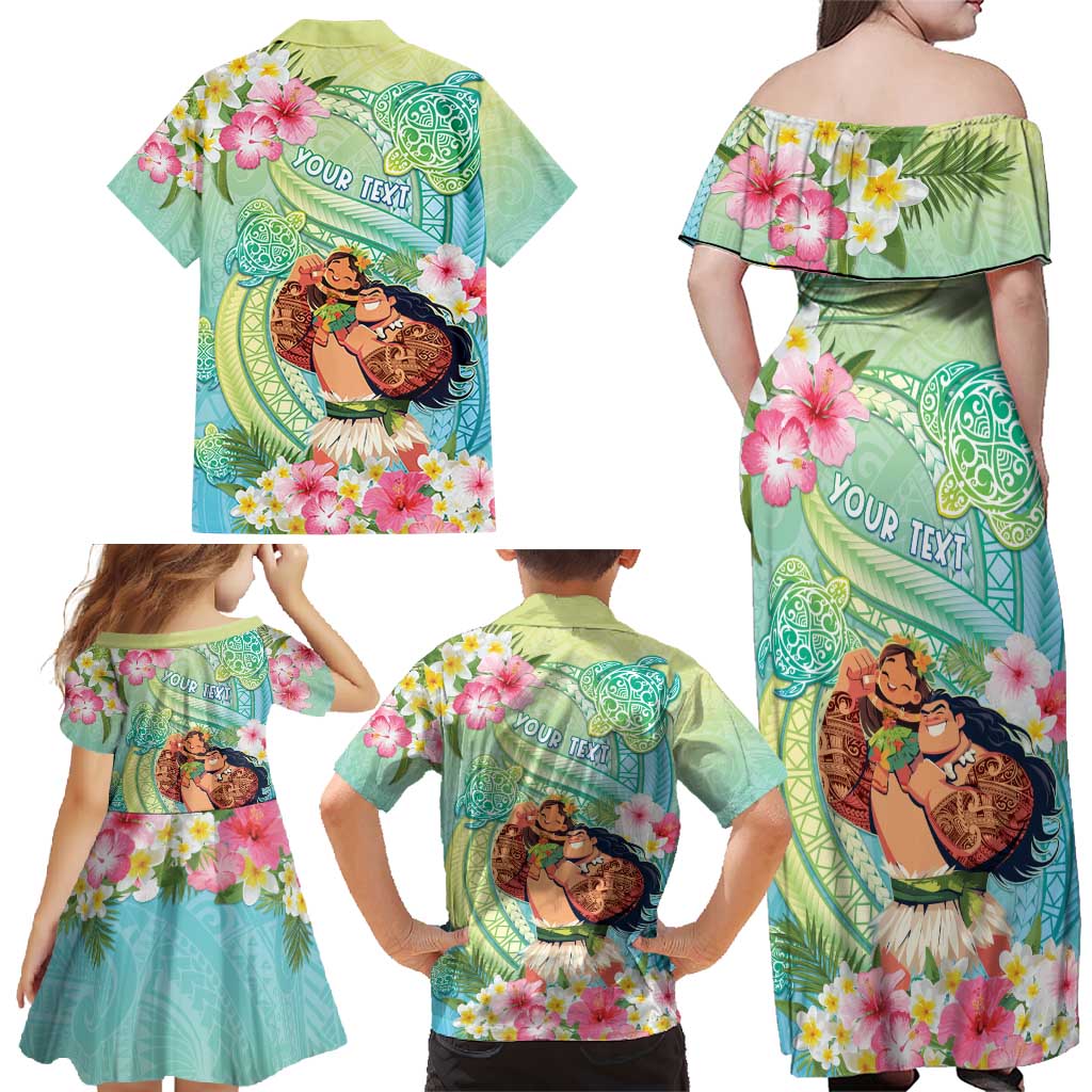 Personalised Hawaii Father's Day Family Matching Off Shoulder Maxi Dress and Hawaiian Shirt Happy Father And Child
