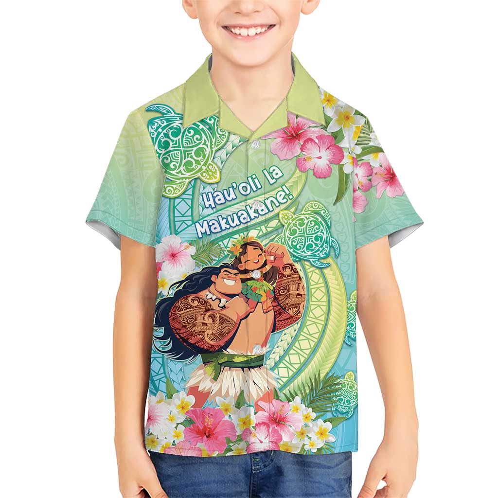 Personalised Hawaii Father's Day Family Matching Short Sleeve Bodycon Dress and Hawaiian Shirt Happy Father And Child