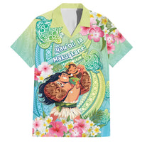 Personalised Hawaii Father's Day Family Matching Tank Maxi Dress and Hawaiian Shirt Happy Father And Child