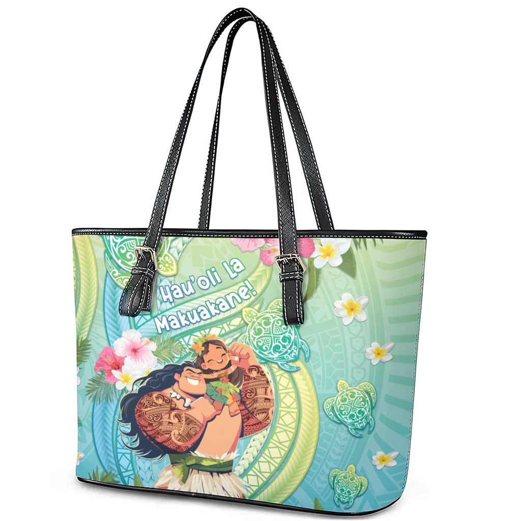 Hawaii Father's Day Leather Tote Bag Happy Father And Child