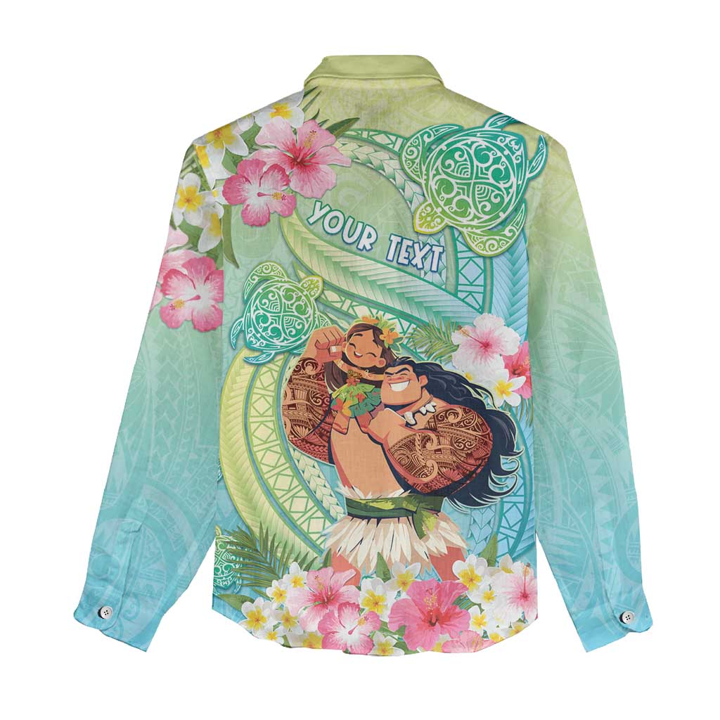 Personalised Hawaii Father's Day Women Casual Shirt Happy Father And Child