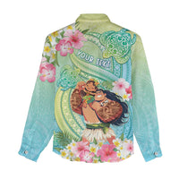 Personalised Hawaii Father's Day Women Casual Shirt Happy Father And Child