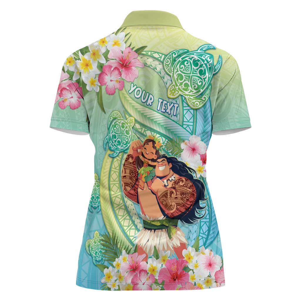 Personalised Hawaii Father's Day Women Polo Shirt Happy Father And Child