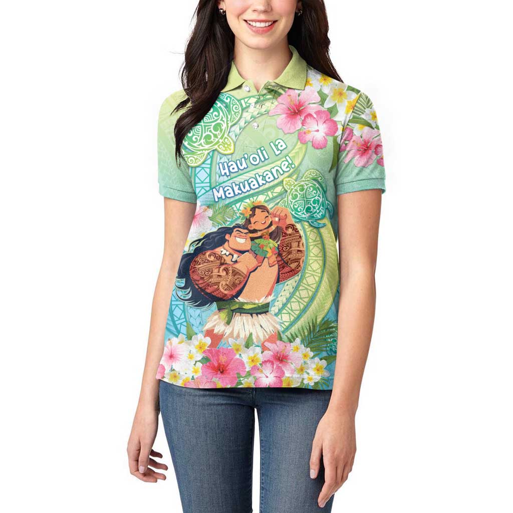 Personalised Hawaii Father's Day Women Polo Shirt Happy Father And Child