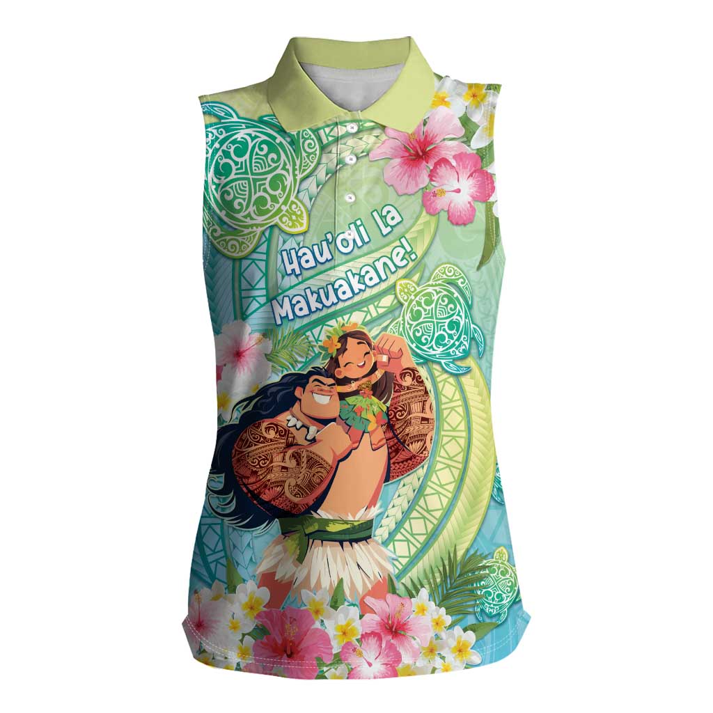 Personalised Hawaii Father's Day Women Sleeveless Polo Shirt Happy Father And Child