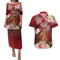 Personalised New Zealand Father's Day Couples Matching Puletasi and Hawaiian Shirt Happy Father And Child