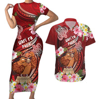 Personalised New Zealand Father's Day Couples Matching Short Sleeve Bodycon Dress and Hawaiian Shirt Happy Father And Child