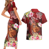 Personalised New Zealand Father's Day Couples Matching Short Sleeve Bodycon Dress and Hawaiian Shirt Happy Father And Child