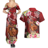 Personalised New Zealand Father's Day Couples Matching Summer Maxi Dress and Hawaiian Shirt Happy Father And Child