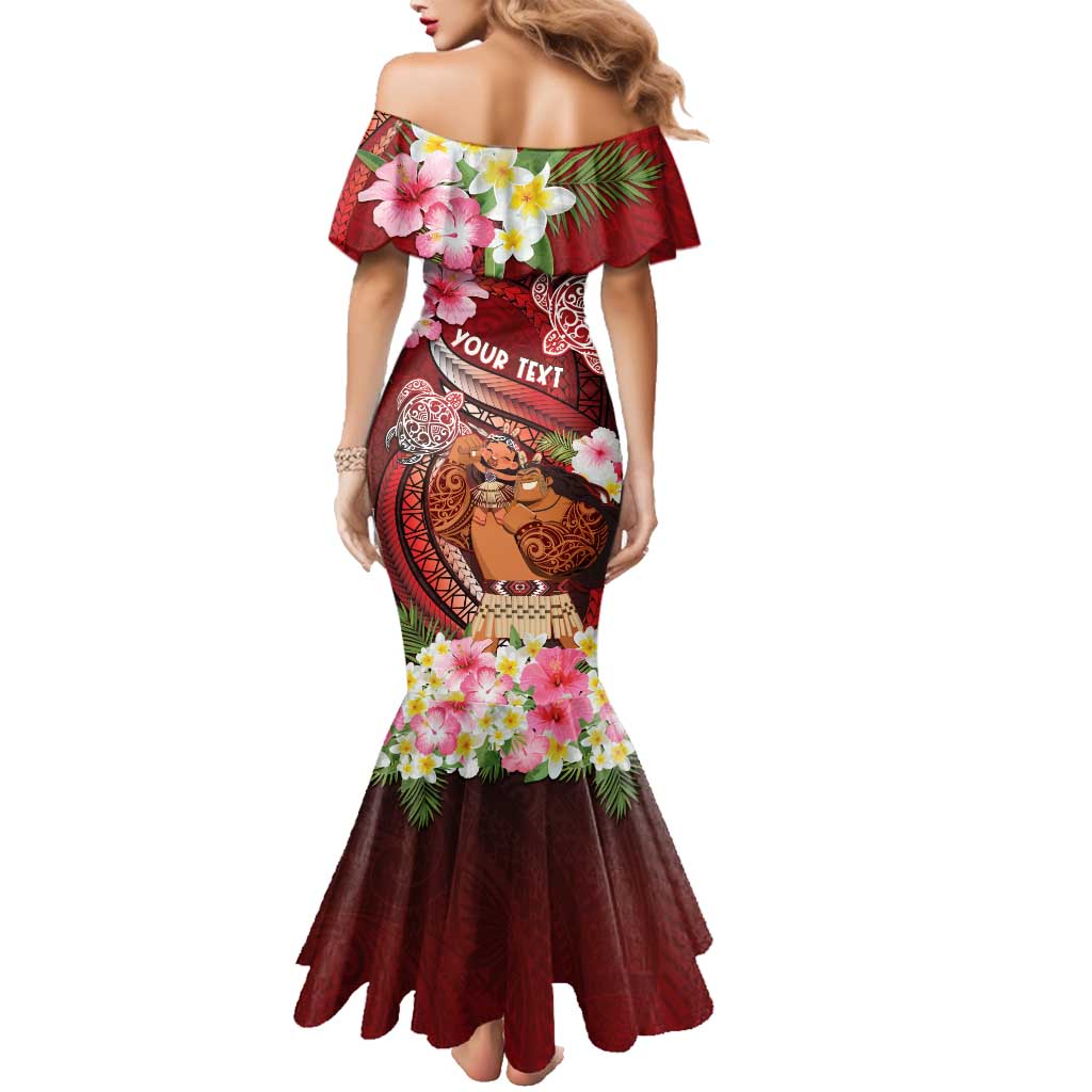 Personalised New Zealand Father's Day Family Matching Mermaid Dress and Hawaiian Shirt Happy Father And Child