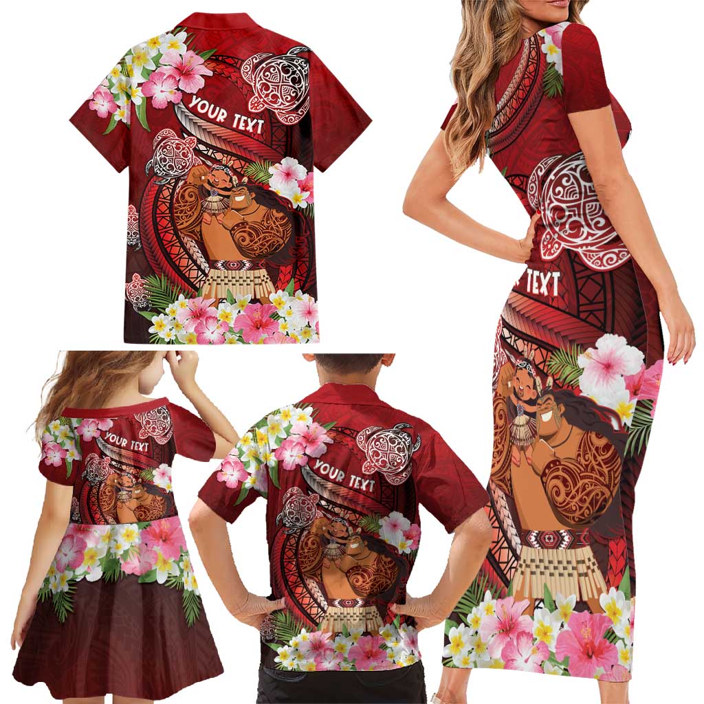 Personalised New Zealand Father's Day Family Matching Short Sleeve Bodycon Dress and Hawaiian Shirt Happy Father And Child