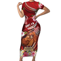 Personalised New Zealand Father's Day Family Matching Short Sleeve Bodycon Dress and Hawaiian Shirt Happy Father And Child