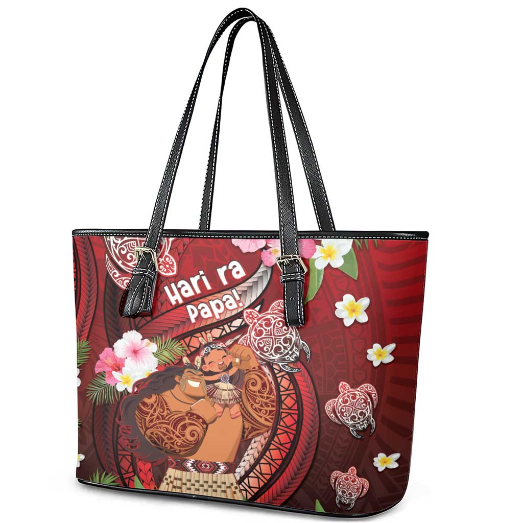 New Zealand Father's Day Leather Tote Bag Happy Father And Child