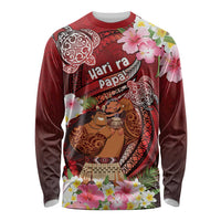 Personalised New Zealand Father's Day Long Sleeve Shirt Happy Father And Child DT04 Unisex Red - Polynesian Pride