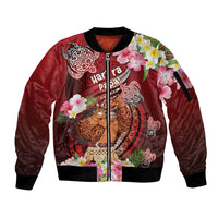 Personalised New Zealand Father's Day Sleeve Zip Bomber Jacket Happy Father And Child