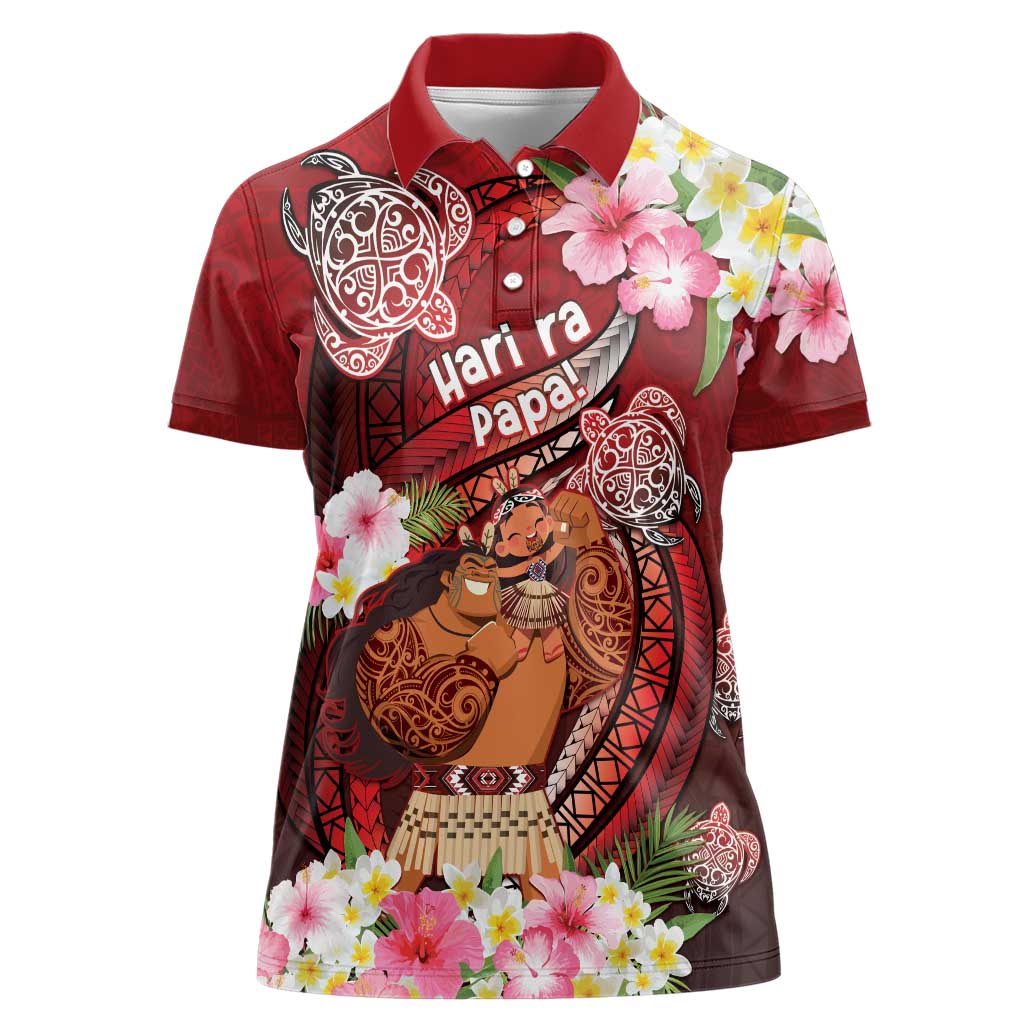 Personalised New Zealand Father's Day Women Polo Shirt Happy Father And Child