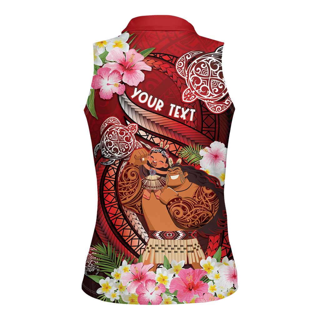 Personalised New Zealand Father's Day Women Sleeveless Polo Shirt Happy Father And Child DT04 - Polynesian Pride